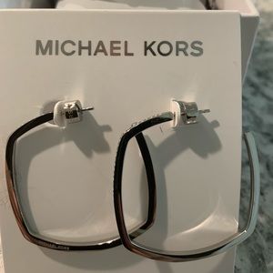 MICHAEL KORS Crystal Embedded Square Hoops New with Tag